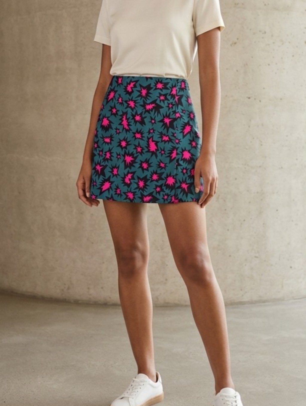 Kate Spade Saturday Mini Skirt Pop Art Star Print Teal & Pink